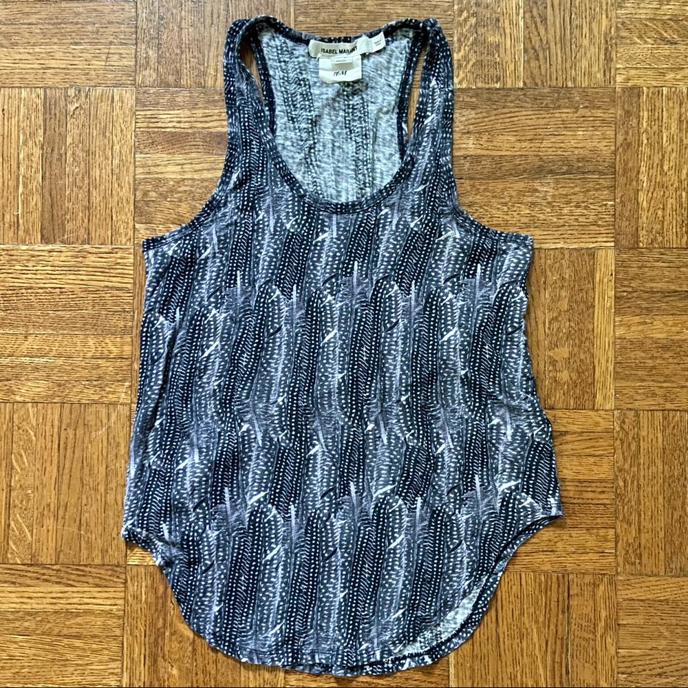 Isabel Marant for H&M linen feather print racer back tank top